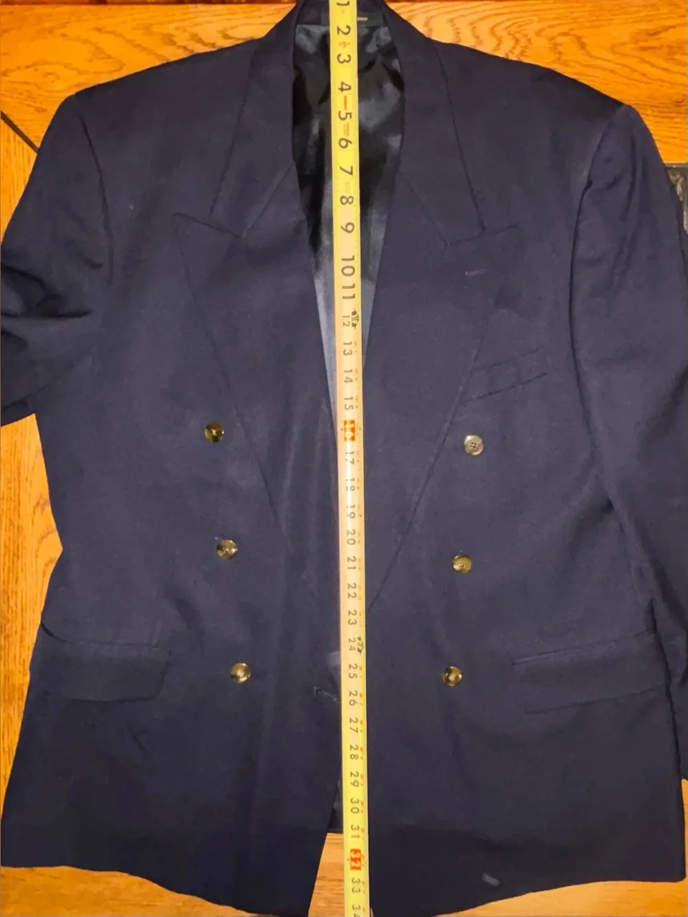 Vintage Givenchy Double-Breasted Dark Navy Suit Jacket Size 46L Wool